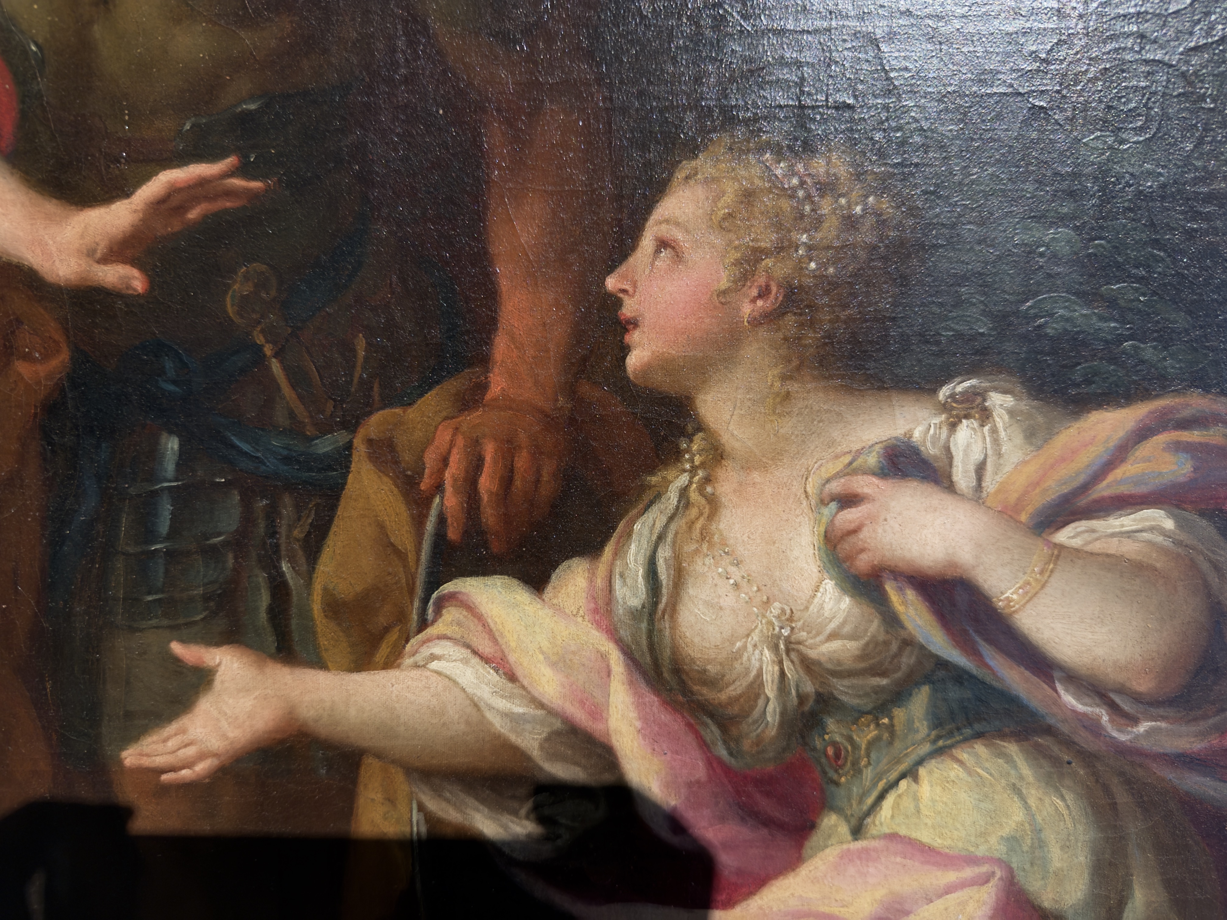 Détail d'une œuvre de la Renaissance italienne, illustrant des émotions humaines à la Galleria Nazionale dell'Umbria.