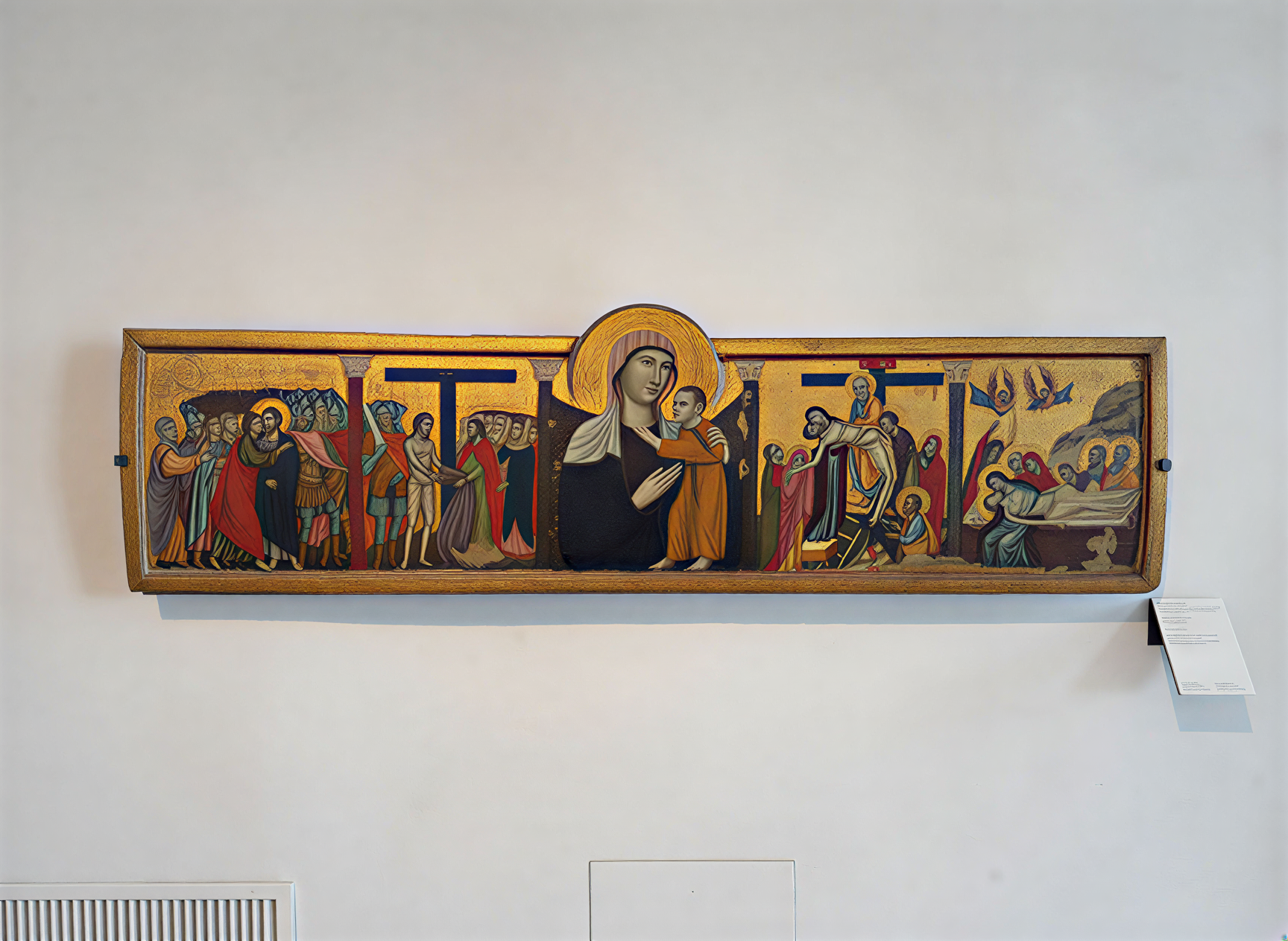Fresque Renaissance illustrant des scènes de passion et de compassion, exposée à la Galleria Nazionale dell'Umbria, Pérouse, Italie. Une œuvre captivante qui reflète la profondeur émotionnelle de l'art de la Renaissance.