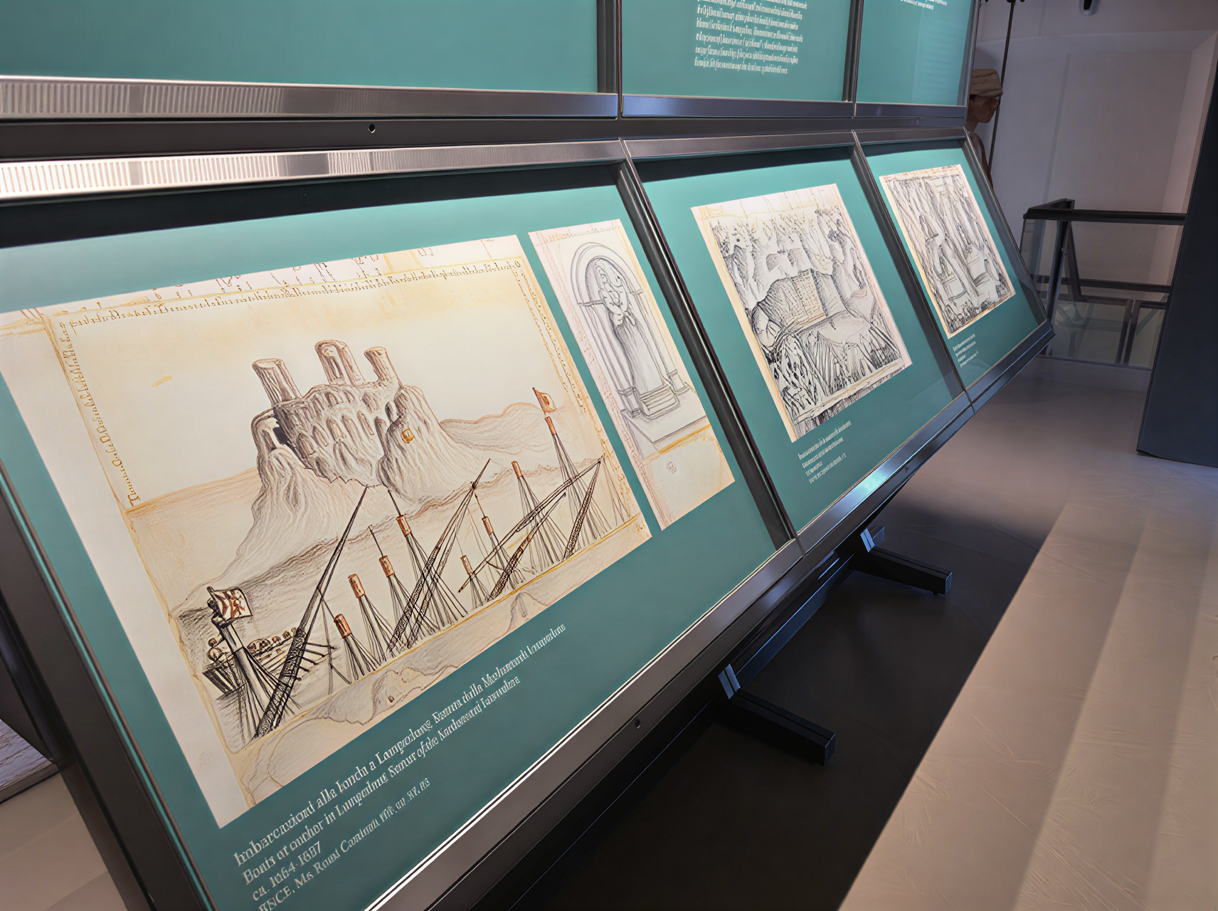 Exposition de dessins historiques au Museo dell'Opera del Duomo, Pise, illustrant l'héritage artistique toscan.