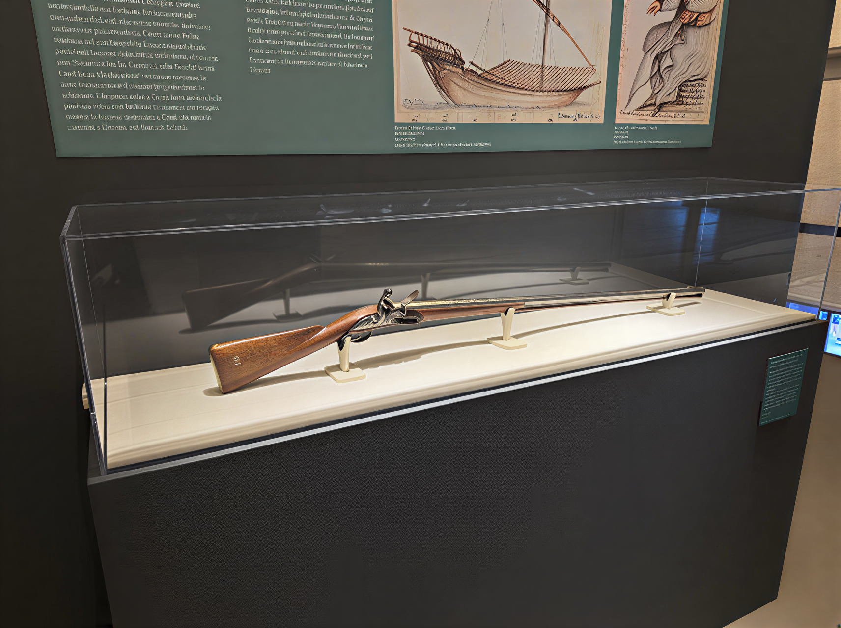 Fusil historique toscan au Museo dell'Opera del Duomo, illustrant l'artisanat et l'évolution militaire de la région.