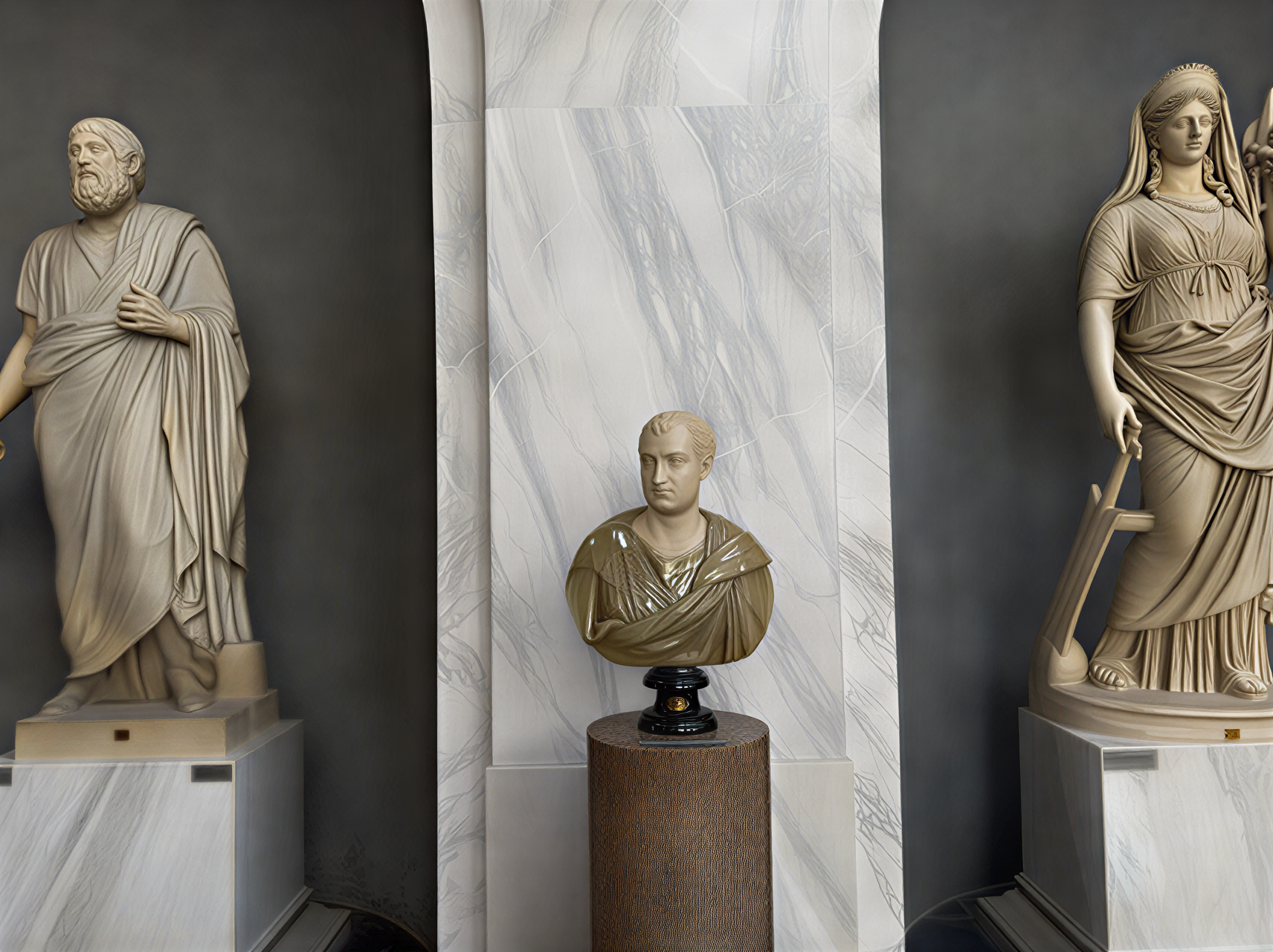 Bustes et statues antiques des Musées du Vatican, illustrant la richesse de l'héritage culturel.