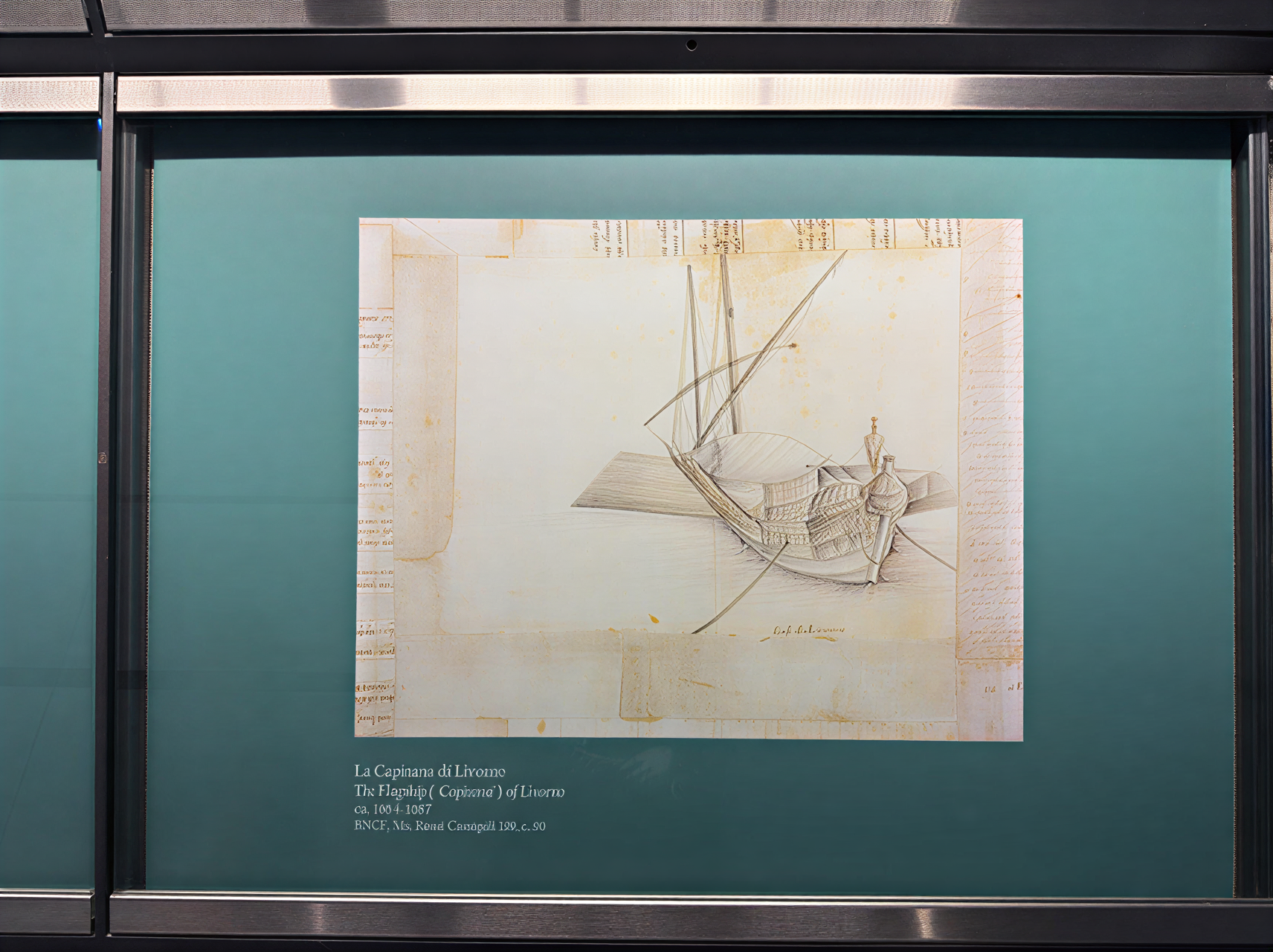 Dessin de la Capitana di Livorno, vaisseau amiral du XVIIe siècle, illustrant l'architecture navale et les techniques de navigation de l'époque.