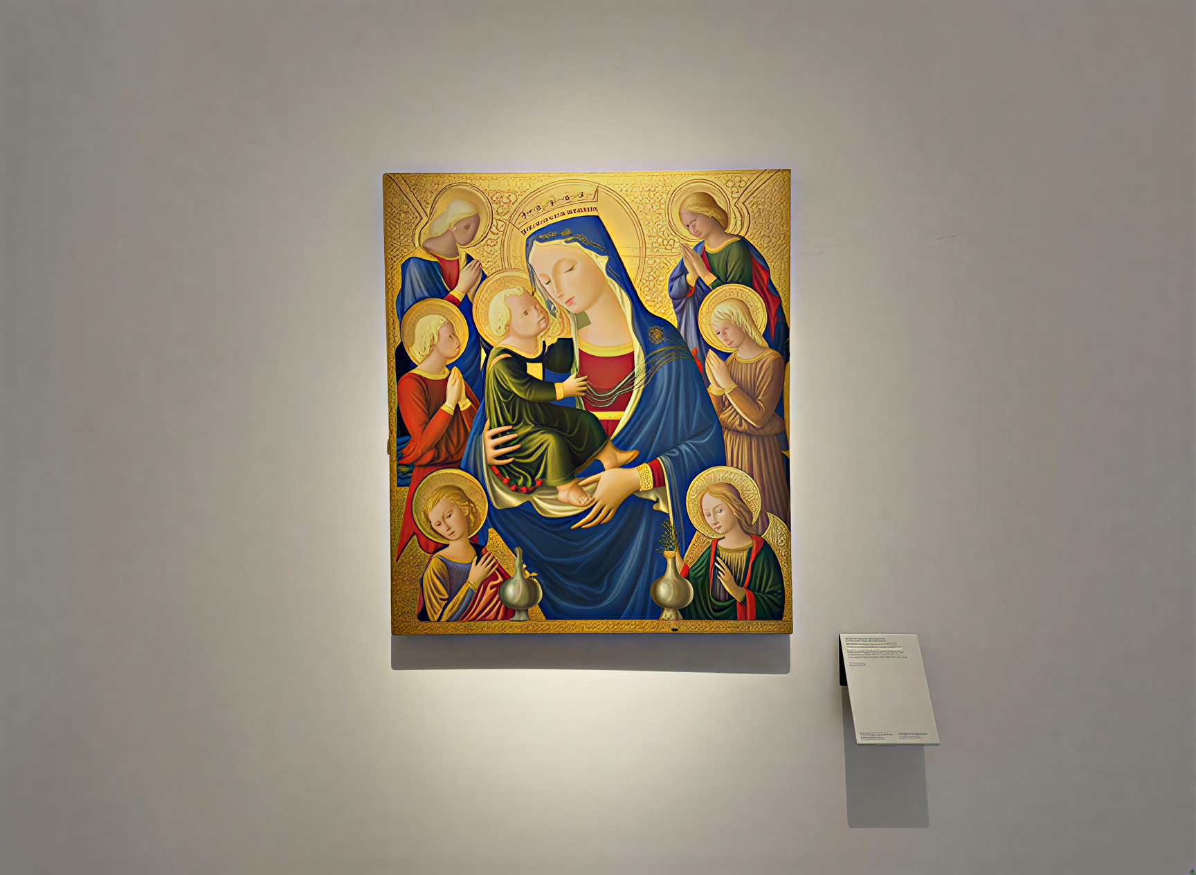 Peinture de la Madone entourée d'anges, illustrant la Renaissance italienne à la Galleria Nazionale dell'Umbria.