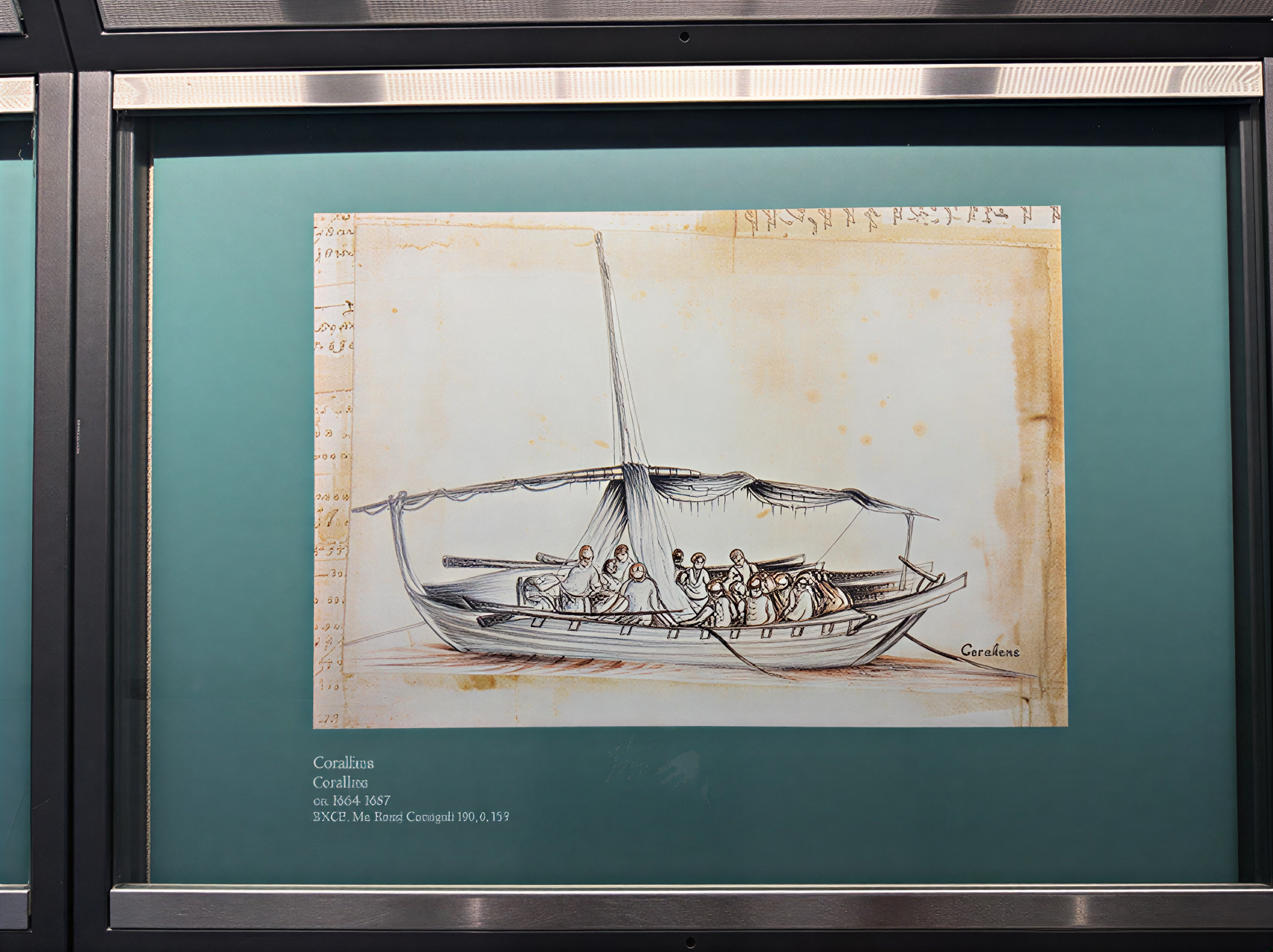 Dessin de Corallina représentant une scène maritime du XVIIe siècle, exposé au Museo dell'Opera del Duomo à Pise, Italie.