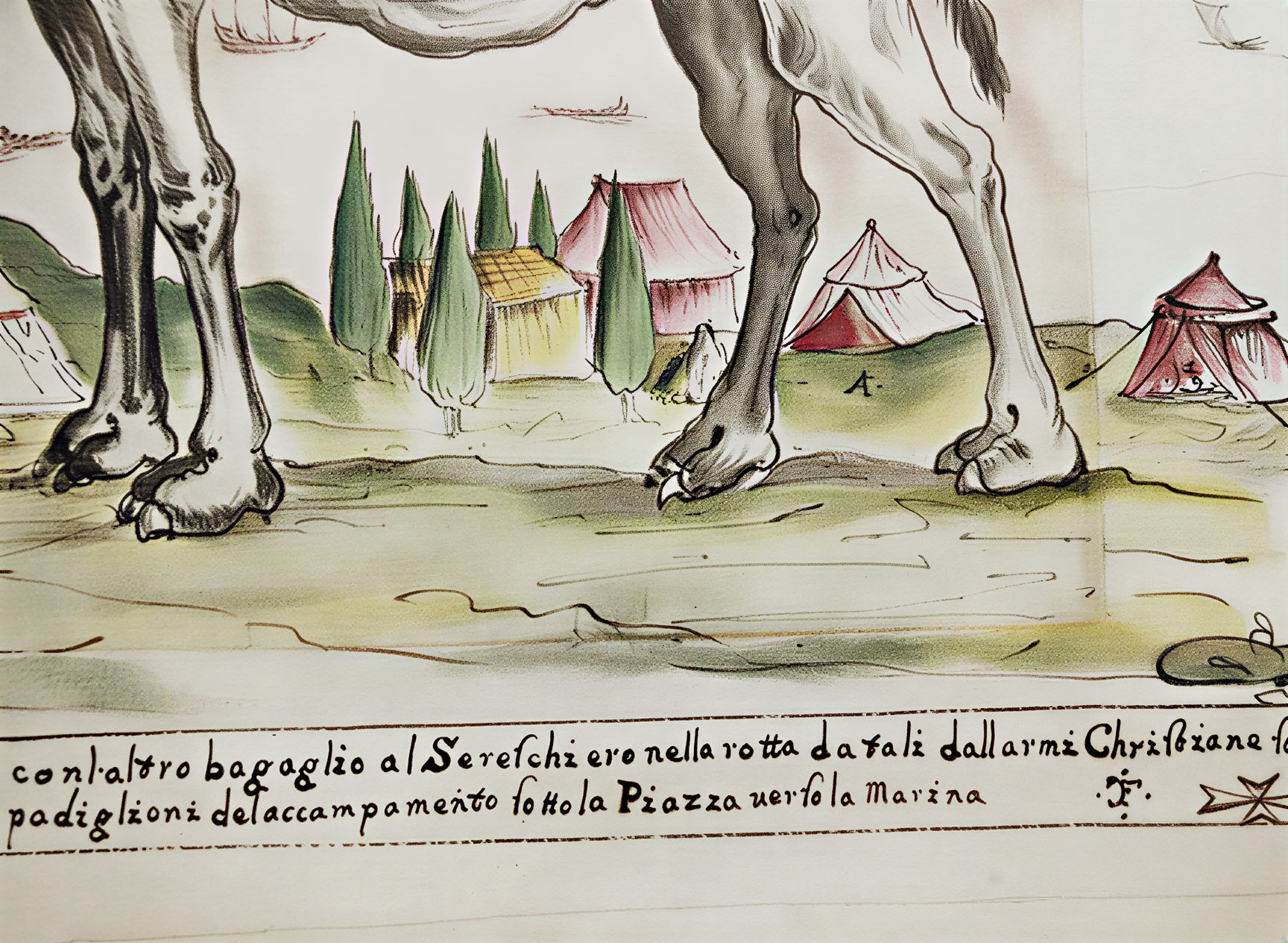 Illustration historique d'un cheval dans un paysage toscan, représentant l'héritage artistique du Museo dell'Opera del Duomo.