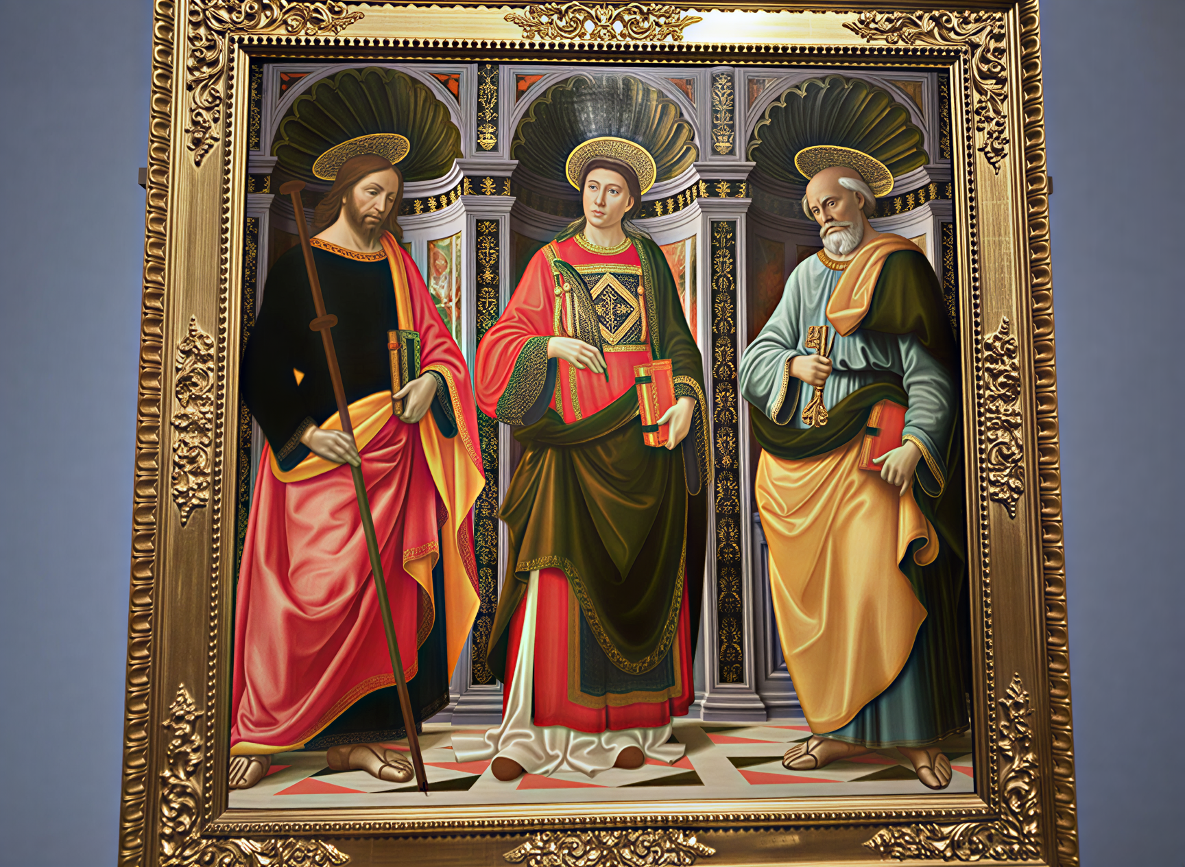 Peinture représentant des saints de la Renaissance, exposée à la Galleria dell'Accademia à Florence, Italie.