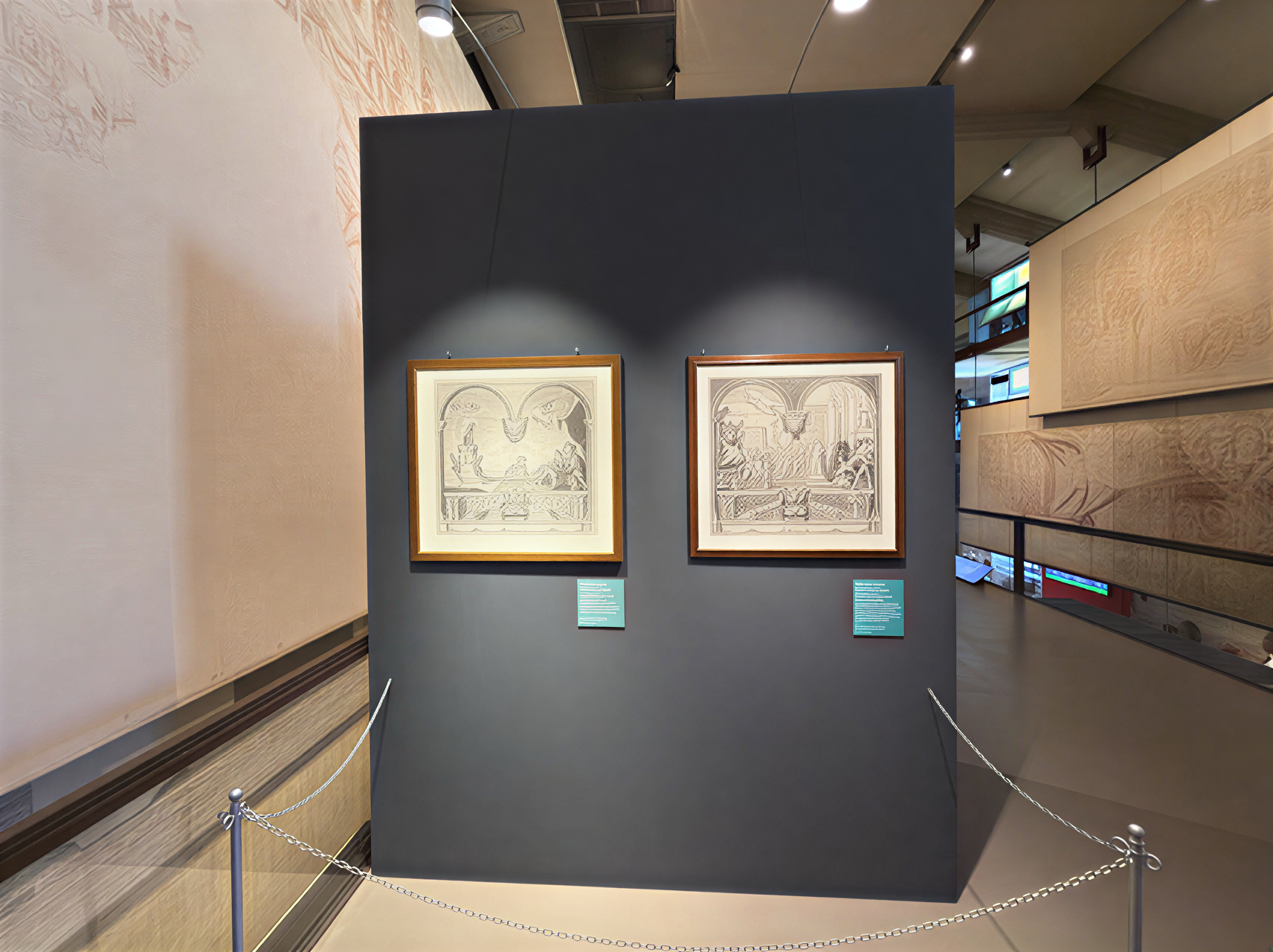 Exposition de gravures historiques au Museo dell'Opera del Duomo, mettant en valeur l'héritage artistique de la cathédrale de Pise, Italie.